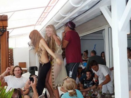 Dancing on the tables at Nikki Beach