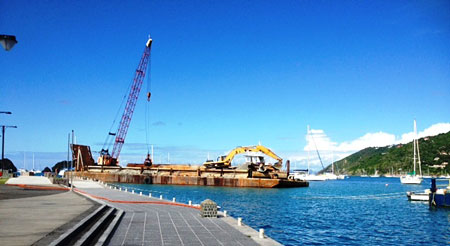 Dredging Gustavia Harbor by the new Quai Dec 11, 2011