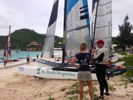 John Casey giving an interview during the St. Barth CataCup 2013