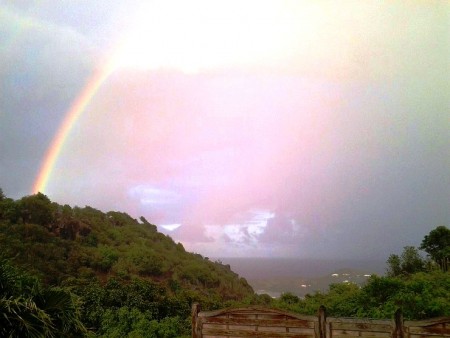 A pretty rainbow appeared in  the view from our villa  Les Mouettes that morning