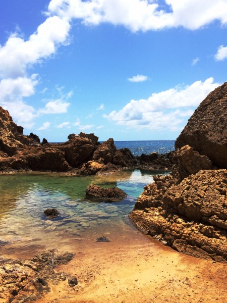 The Natural Pools in Grand Fond are formed as a result of the surf crashing over the rocks and trapping the water